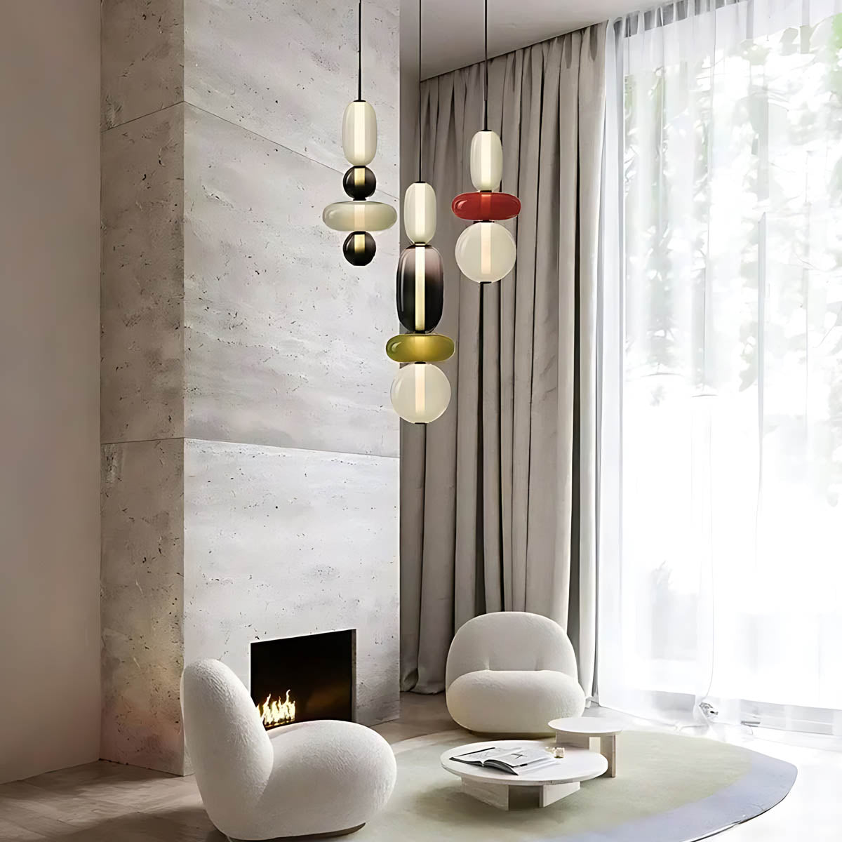 ZIRKA Modern Coloured Glass Pendant Light, Adjustable Ceiling Light with Dimmable LED Options - Styyler