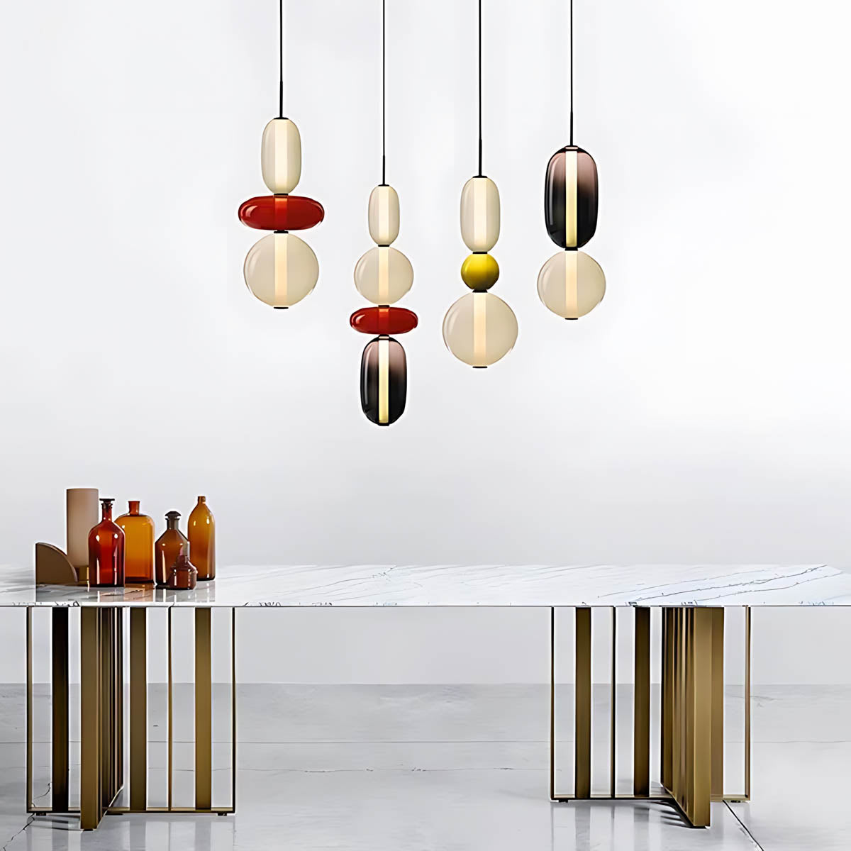 ZIRKA Modern Coloured Glass Pendant Light, Adjustable Ceiling Light with Dimmable LED Options - Styyler