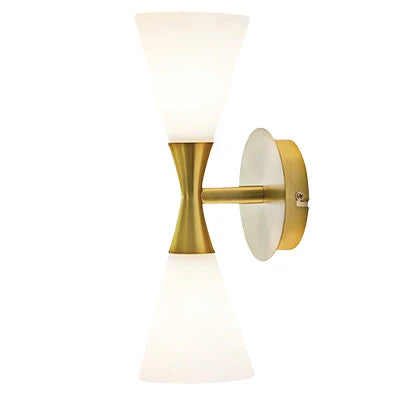Modern Wall Lamp with Double-Cone Frosted Glass Design – Minimalist Metal Wall Sconce for Ambient Bathroom Lighting, 32cm Height 1