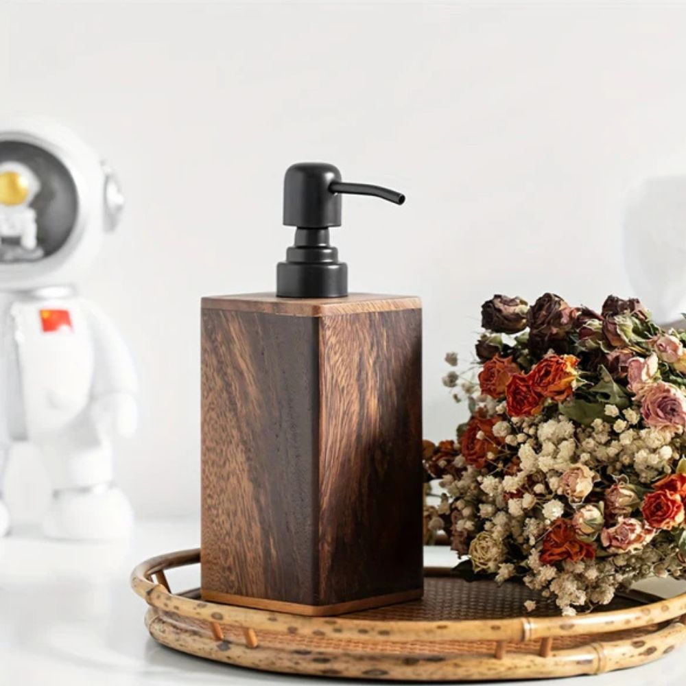 Natural Aura | Hand Soap Dispenser with Smooth Walnut Finish | Elegant Design for Kitchen and Home Decor 1