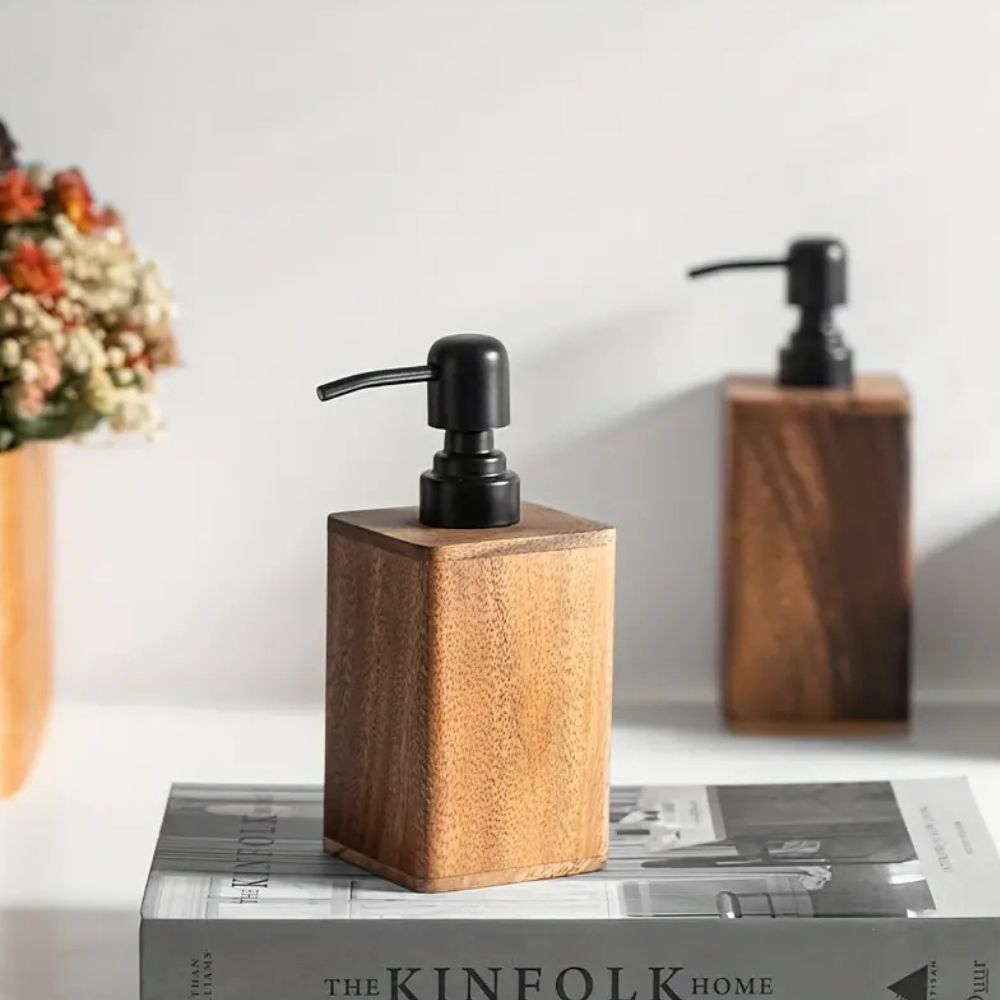 Natural Aura | Hand Soap Dispenser with Smooth Walnut Finish | Elegant Design for Kitchen and Home Decor 6