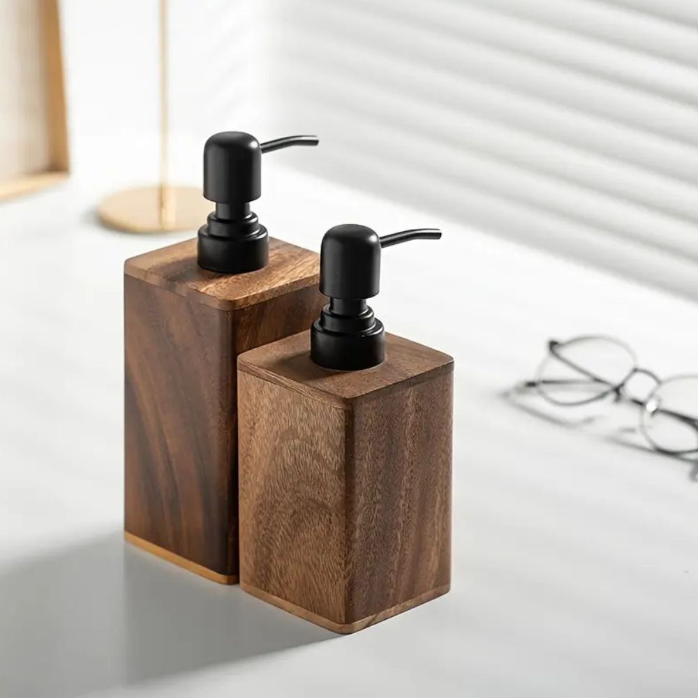 Natural Aura | Hand Soap Dispenser with Smooth Walnut Finish | Elegant Design for Kitchen and Home Decor 7