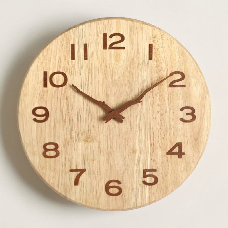 Nexora Elara Wooden Wall Clock for Silent Rustic Timekeeping