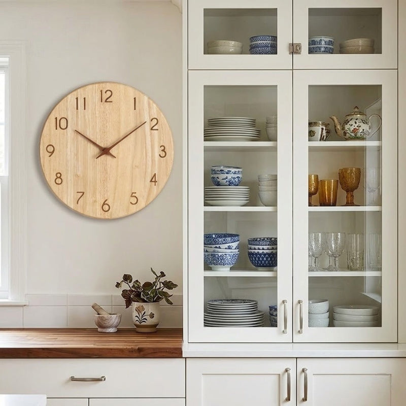 Nexora Elara Wooden Wall Clock for Silent Rustic Timekeeping