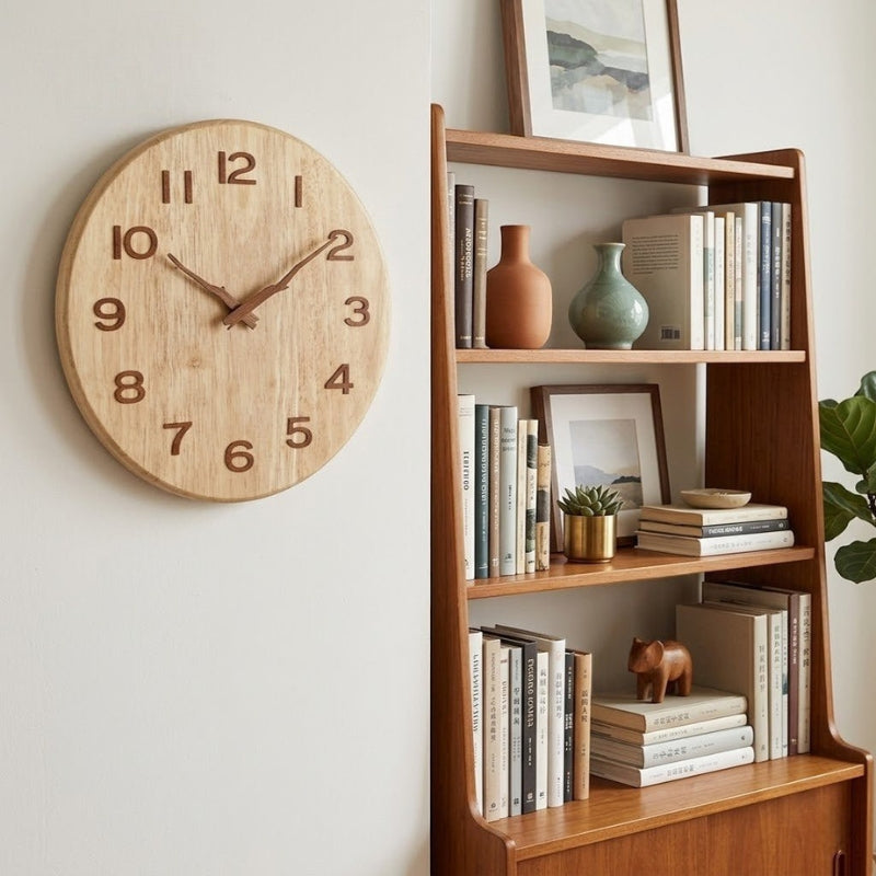 Nexora Elara Wooden Wall Clock for Silent Rustic Timekeeping