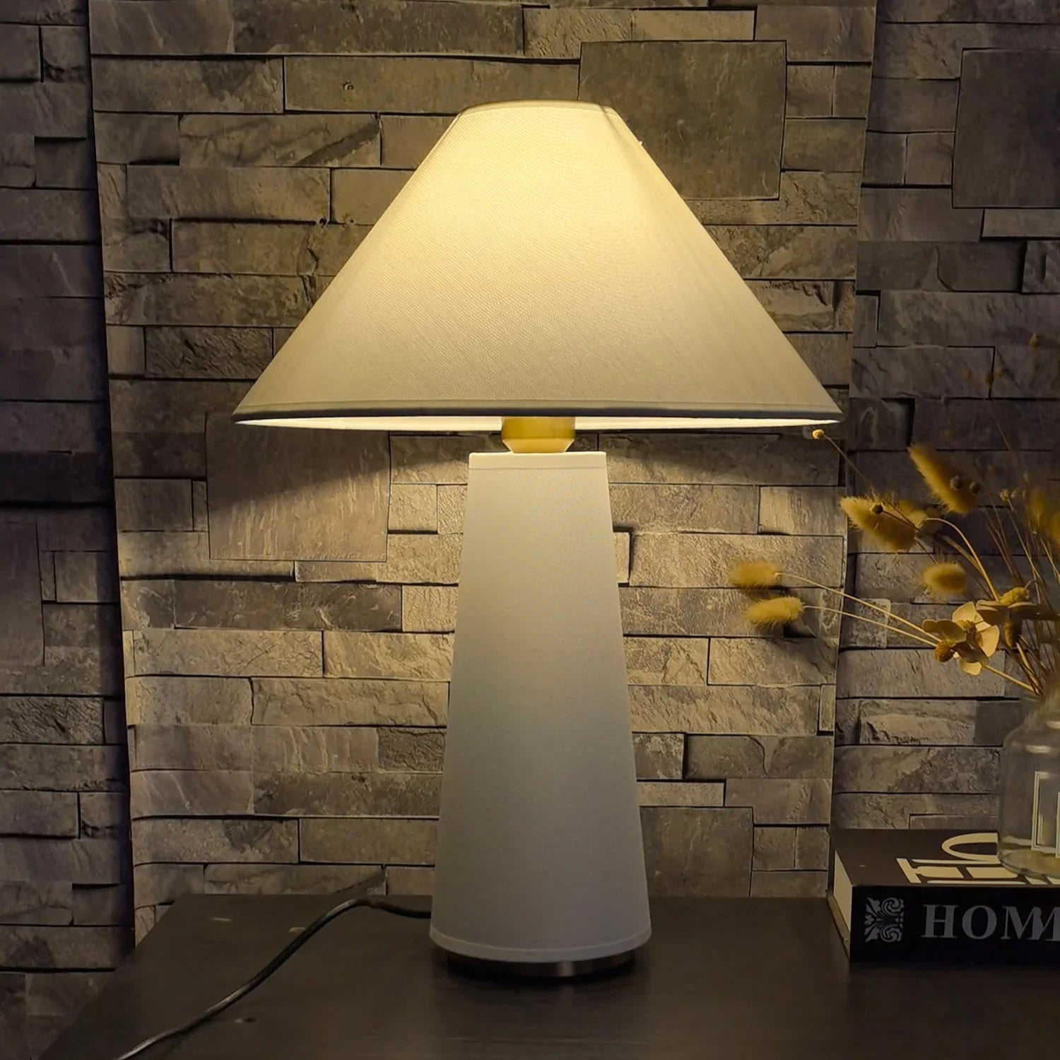 NordicGlow | Elegant Minimalist Ivory Bedside Table Lamp for Cozy Ambiance 4