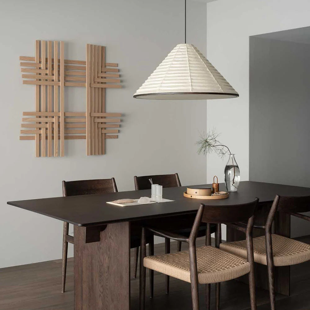 Nordic Geometric Pendant Lamp with Oak Frame and Washi Paper Shade for Kitchen Pendant Lighting – Multiple Sizes Available 9