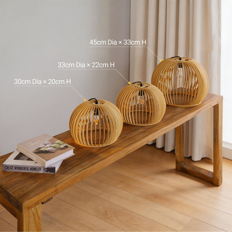 Nordis | Wooden Pumpkin Pendant Light for Adjustable Eco Lighting 3