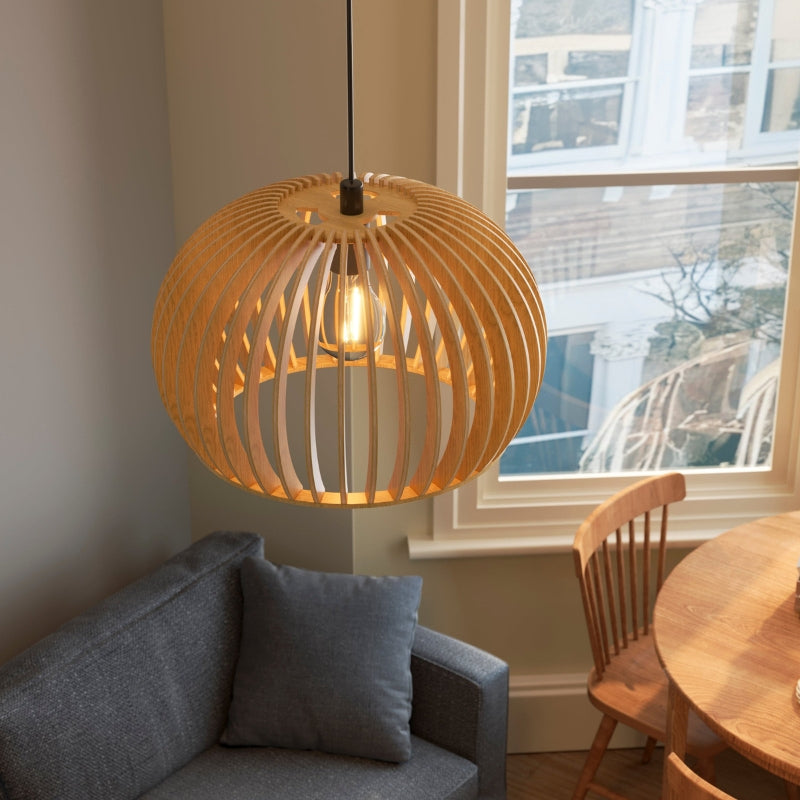 Nordis | Wooden Pumpkin Pendant Light for Adjustable Eco Lighting 5