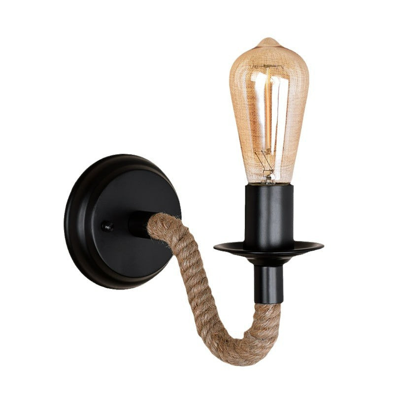 LumoKnot Industrial Rope Wall Lamp | Modern Wall Lighting with Metal & Wood Accents, CE Certified - Styyler