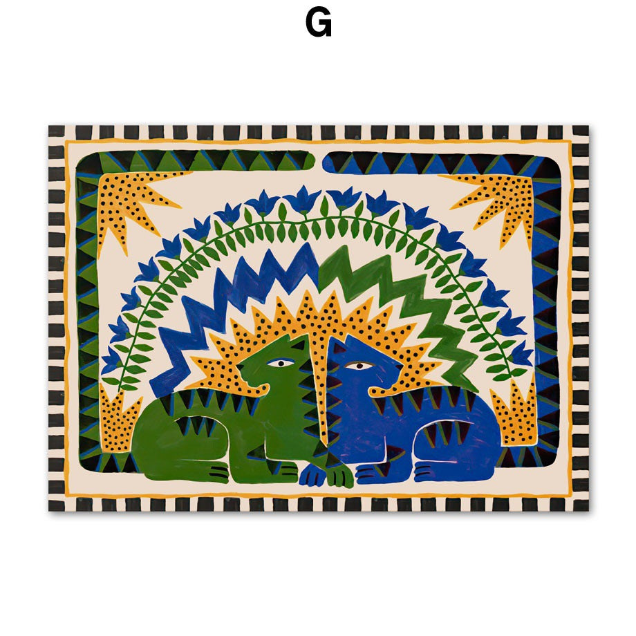 Tropica Folk Art Prints | Modern Botanical Wall Art on Canvas - Styyler