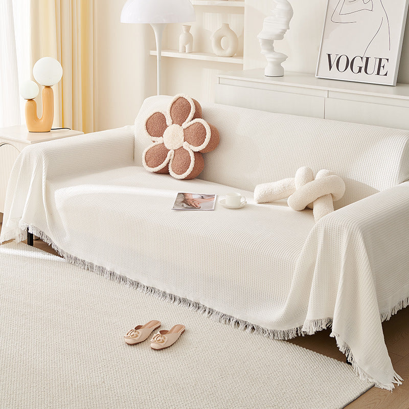 Kalmea Japandi Sofa Cover | Machine Washable Couch Protector with Tassel Edge - Styyler