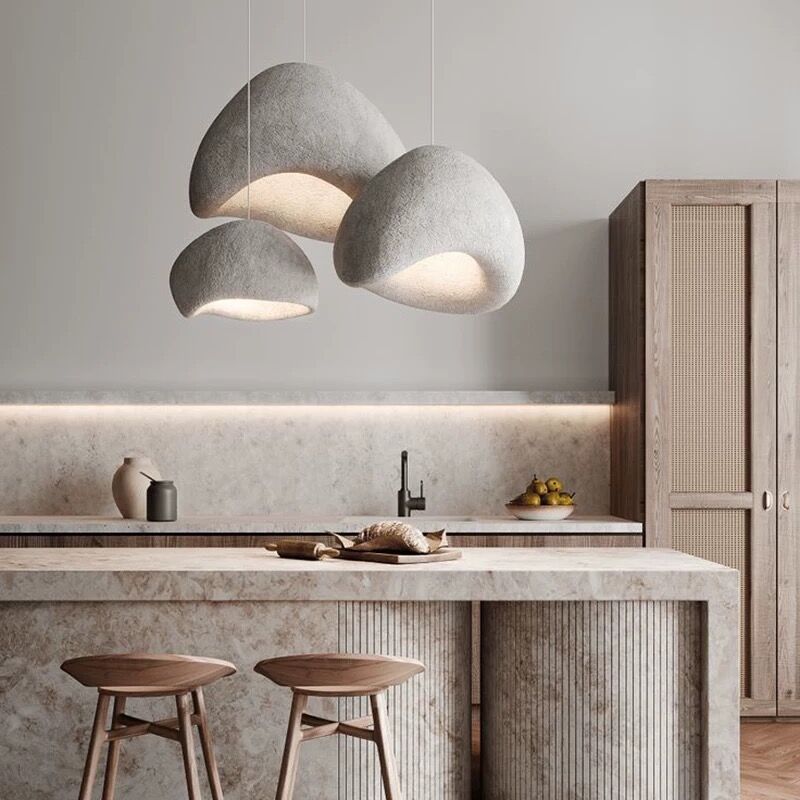 Kumo Pendant Light | Minimalist Sculptural Ceiling Lamp in White or Pebble Gray - Styyler