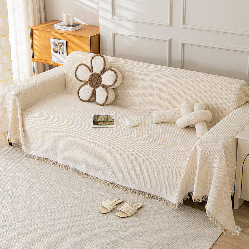 Kalmea Japandi Sofa Cover | Machine Washable Couch Protector with Tassel Edge - Styyler