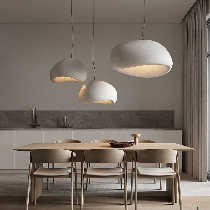 Kumo Pendant Light | Minimalist Sculptural Ceiling Lamp in White or Pebble Gray - Styyler