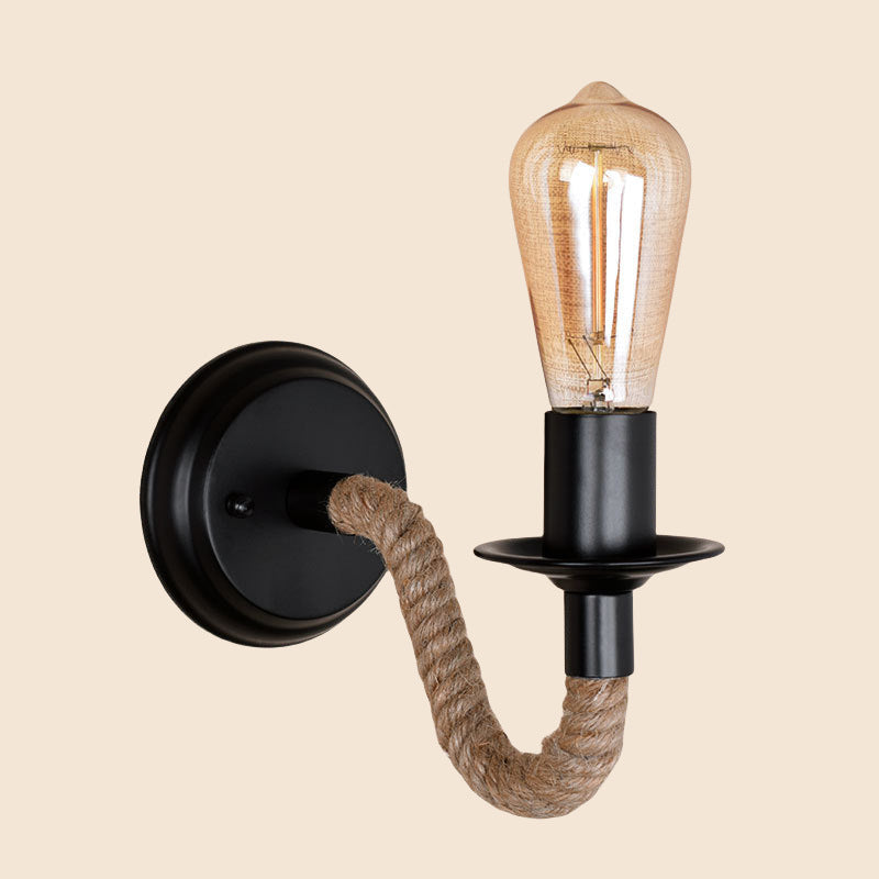 LumoKnot Industrial Rope Wall Lamp | Modern Wall Lighting with Metal & Wood Accents, CE Certified - Styyler