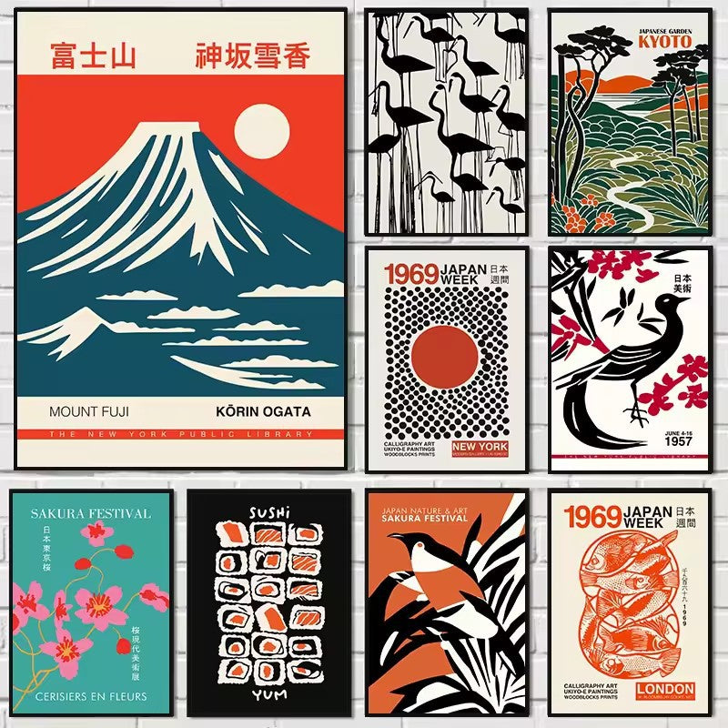 Retro Japanese Poster Prints | 20th Century Vintage Wall Art on Canvas - Styyler