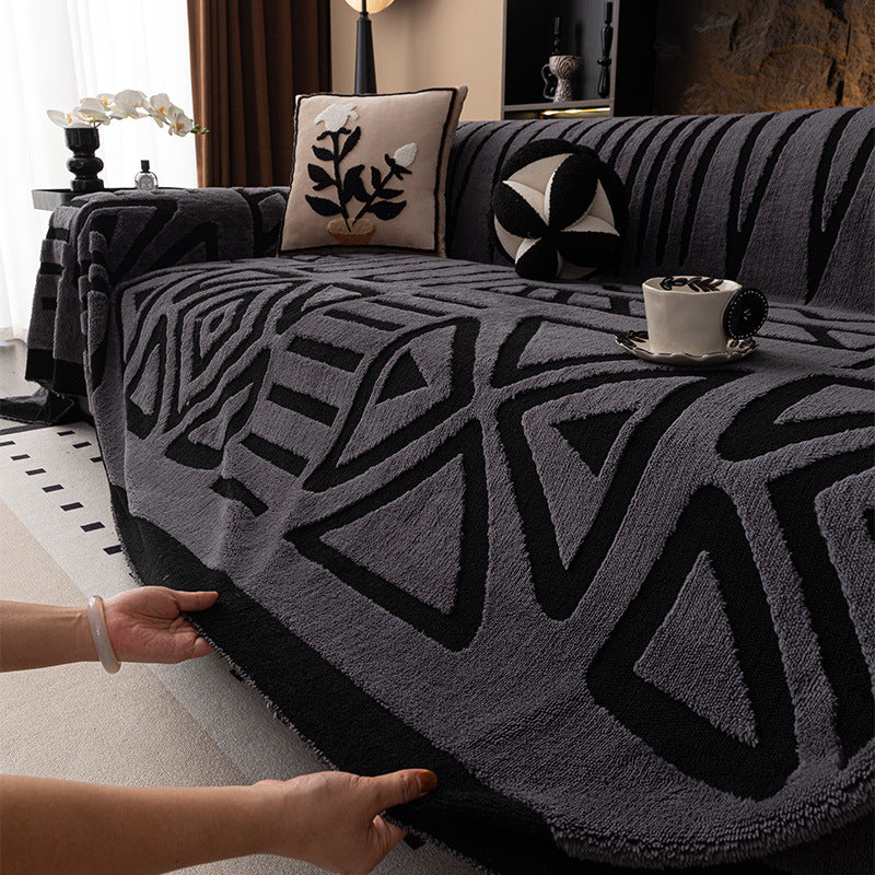 TRIBO Boho Style Plush Sofa Cover | Easy Clean Couch Protection