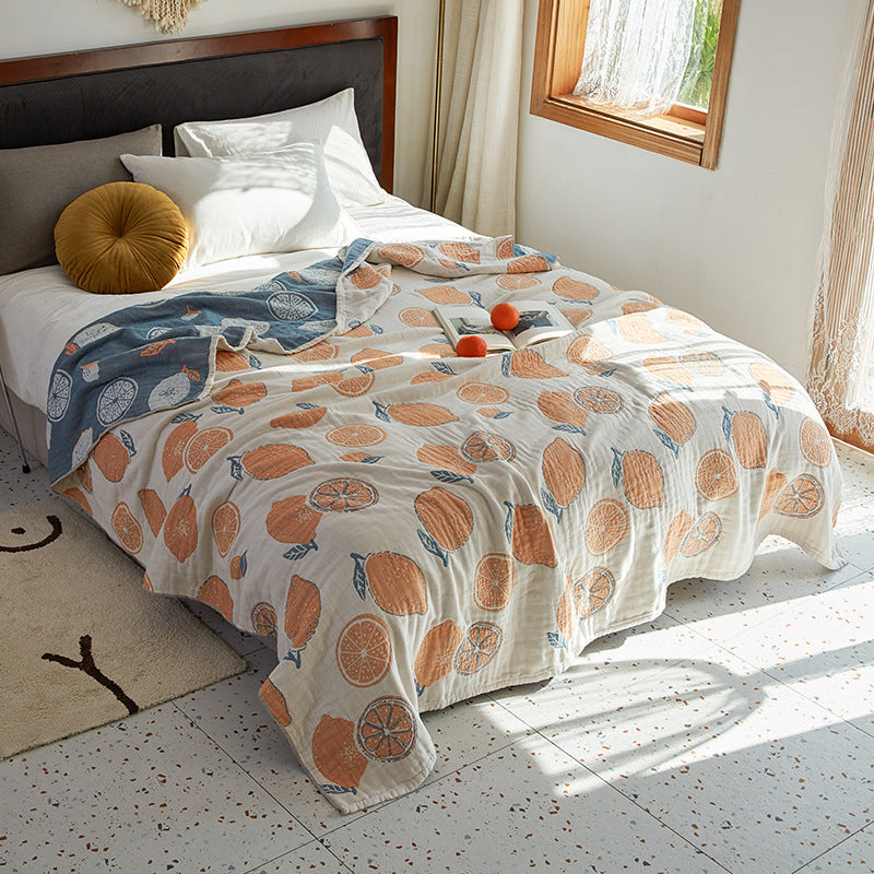 Santara Quilted Cotton Bed Throw | Citrus Pattern Blanket in Bold Boho Colours - Styyler