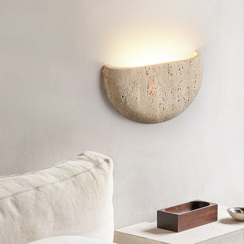 IshiGlow Natural Stone Wall Sconce | Japandi Wabi-Sabi Minimalist Wall Lighting - Styyler