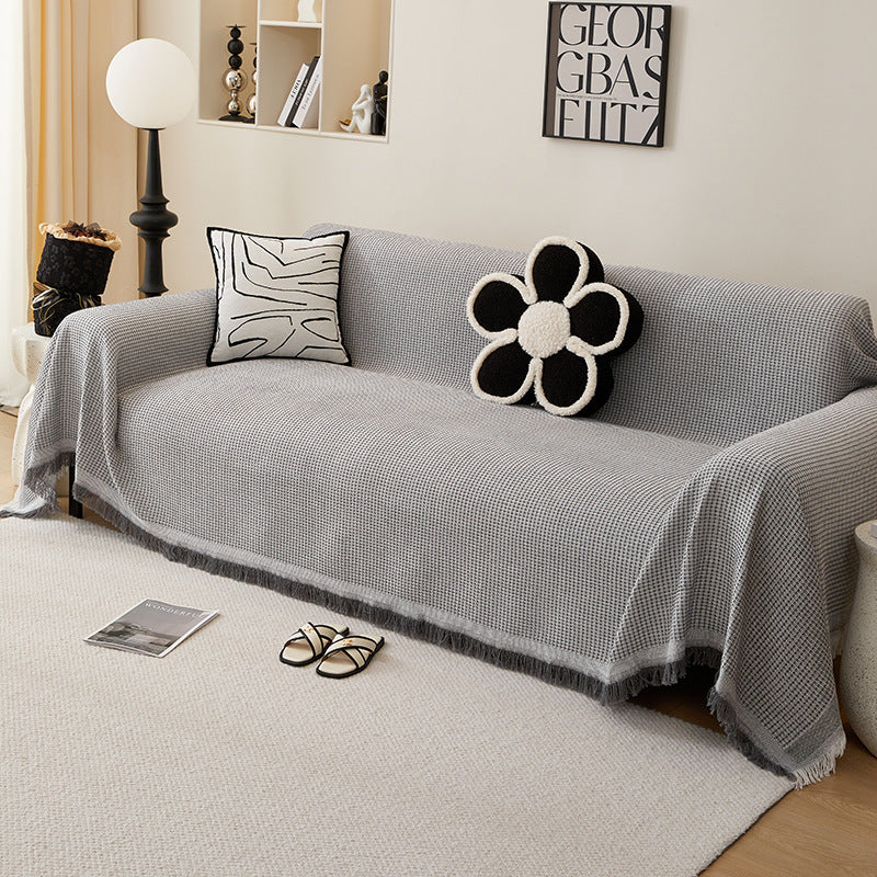 Kalmea Japandi Sofa Cover | Machine Washable Couch Protector with Tassel Edge - Styyler