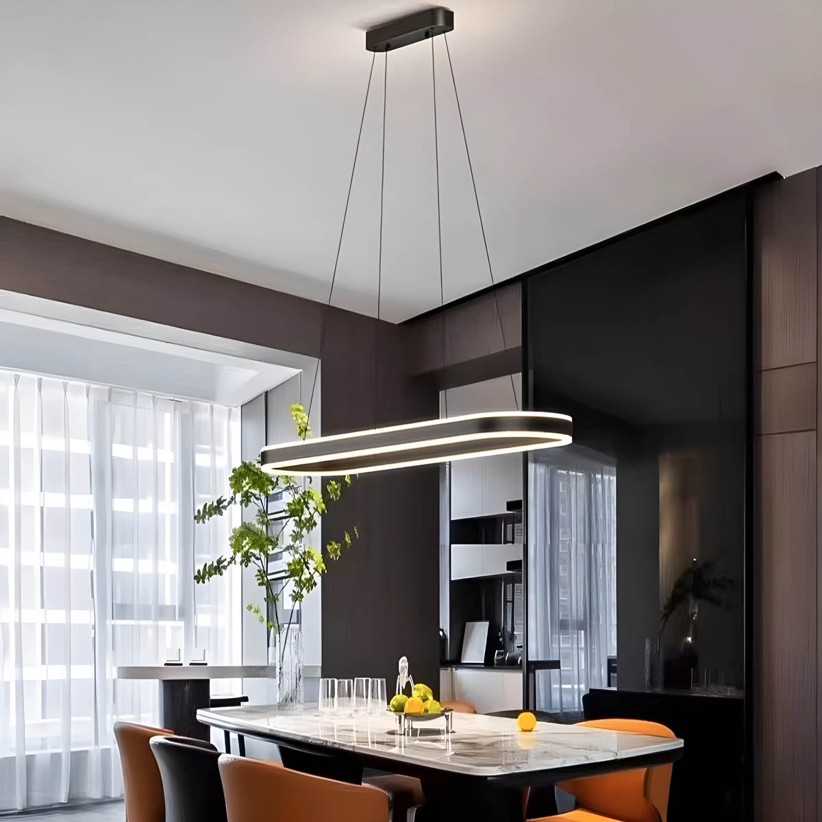 OLIVIA Pendant Light | Modern Minimalist Oval Design with Tricolor Dimmable LED