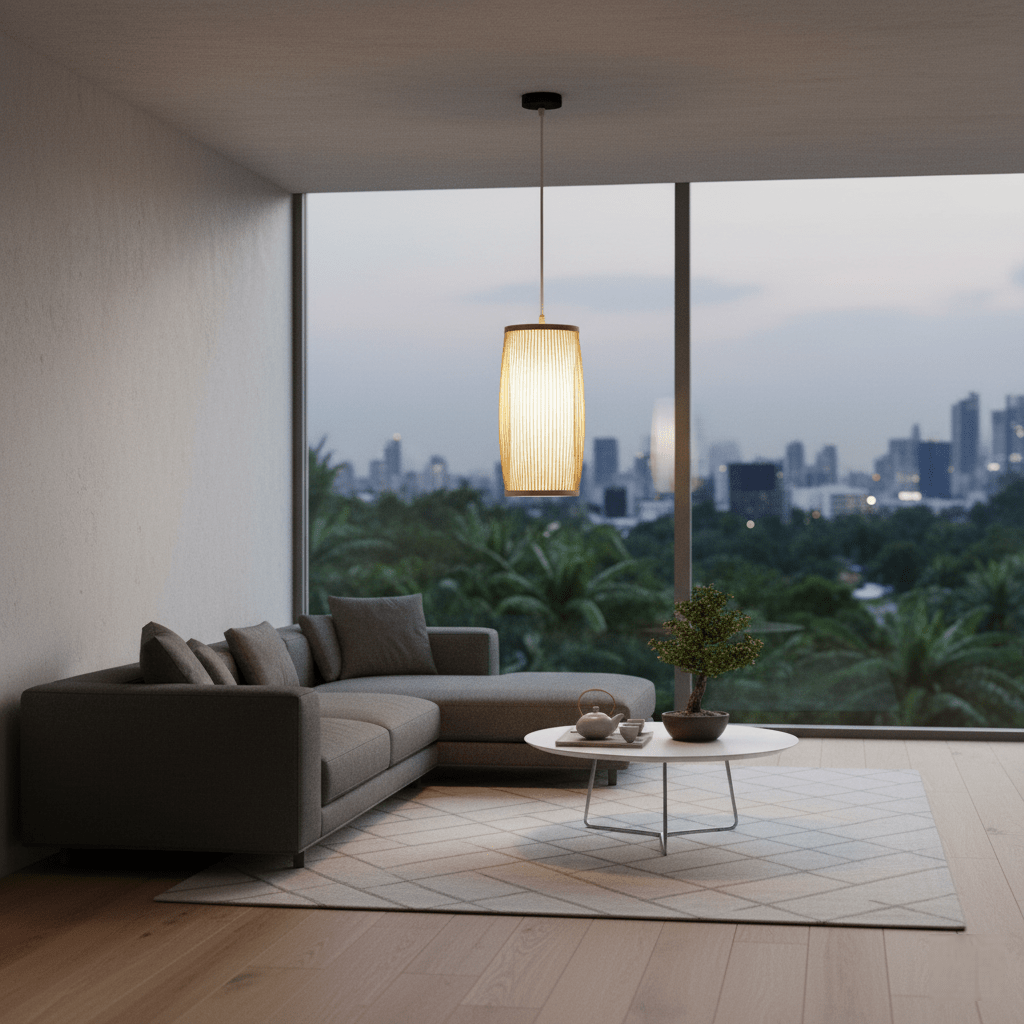 OXYN  Bamboo Room Hanging Lamp | Modern Rustic Ceiling Lamp