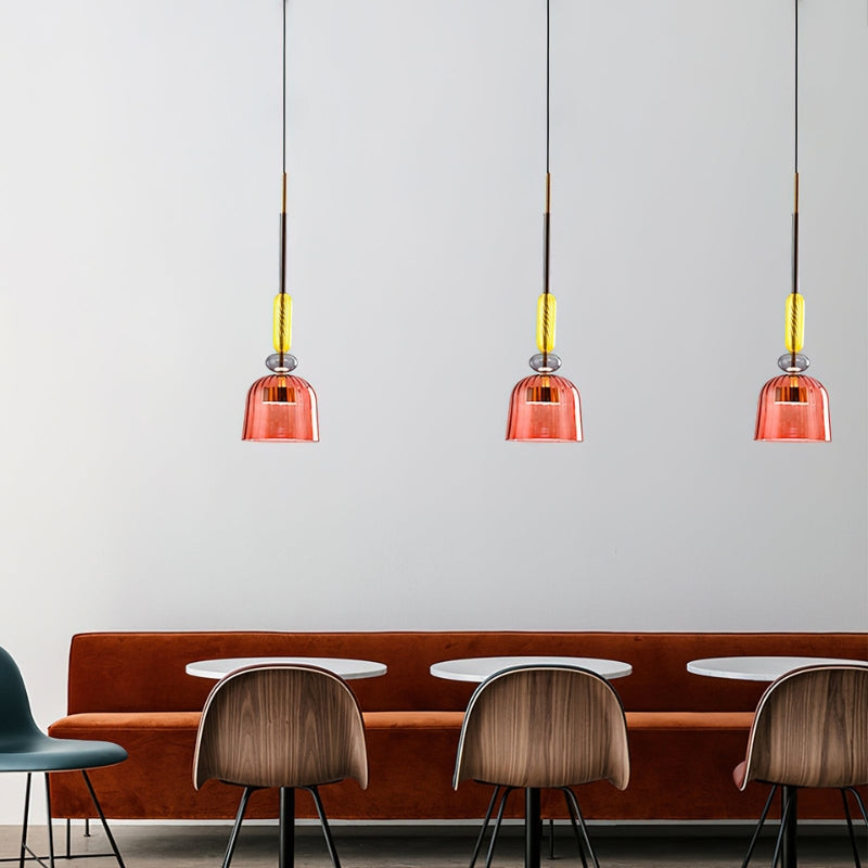 Orlena| Macaron Glass Pendant Light with Warm Amber Accent