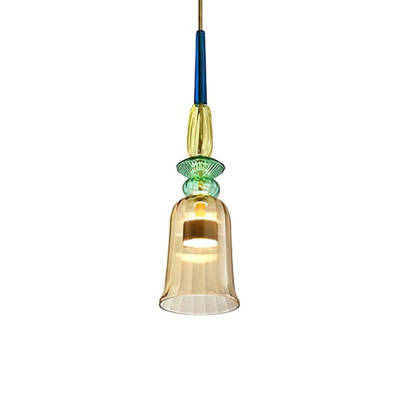 Orlena| Macaron Glass Pendant Light with Warm Amber Accent