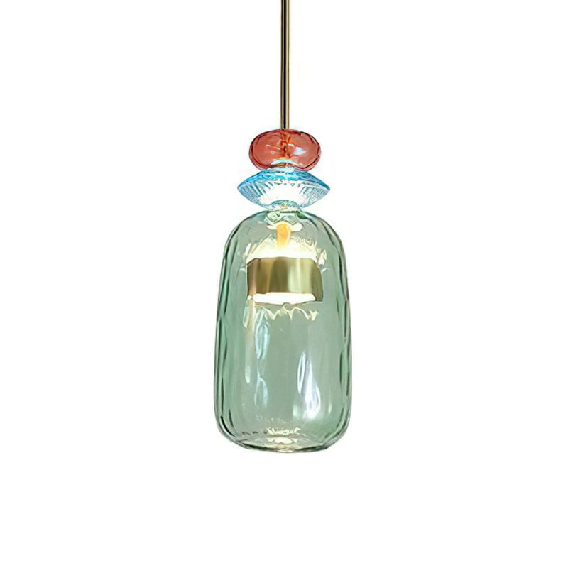 Orlena| Macaron Glass Pendant Light with Warm Amber Accent