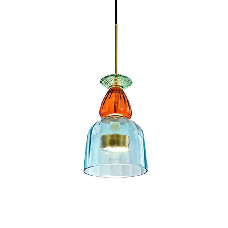 Orlena| Macaron Glass Pendant Light with Warm Amber Accent