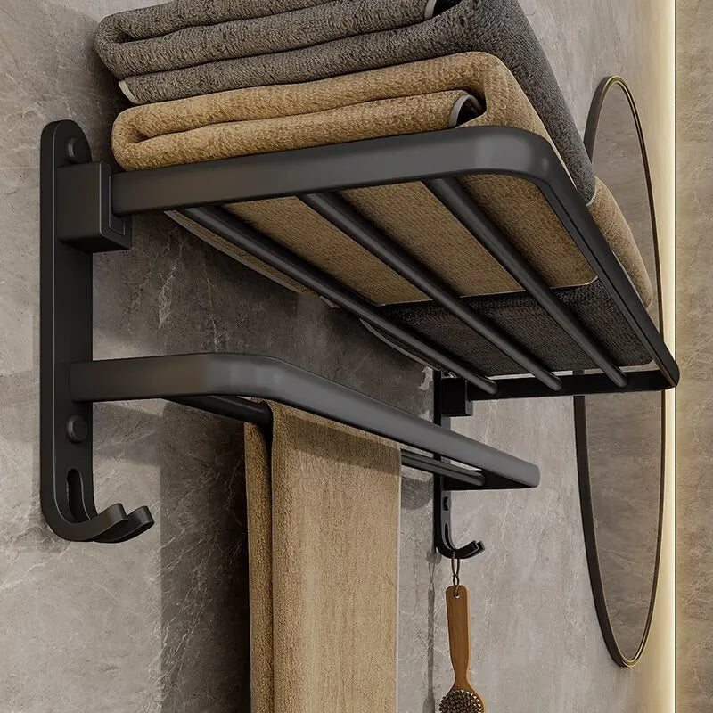 Orlin | Matte Black Towel Rack for Space-Saving Bathroom Storage