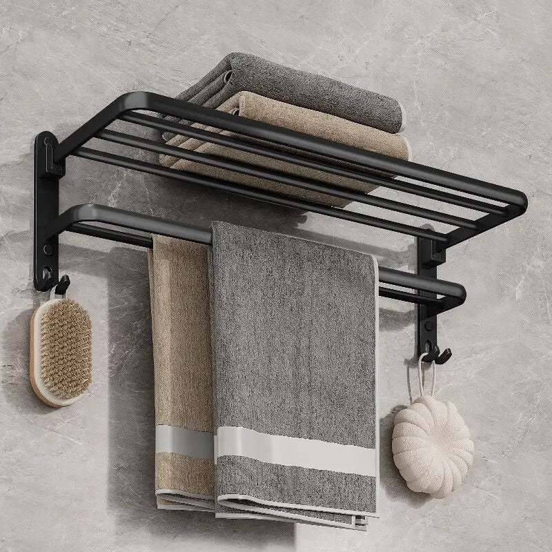 Orlin | Matte Black Towel Rack for Space-Saving Bathroom Storage