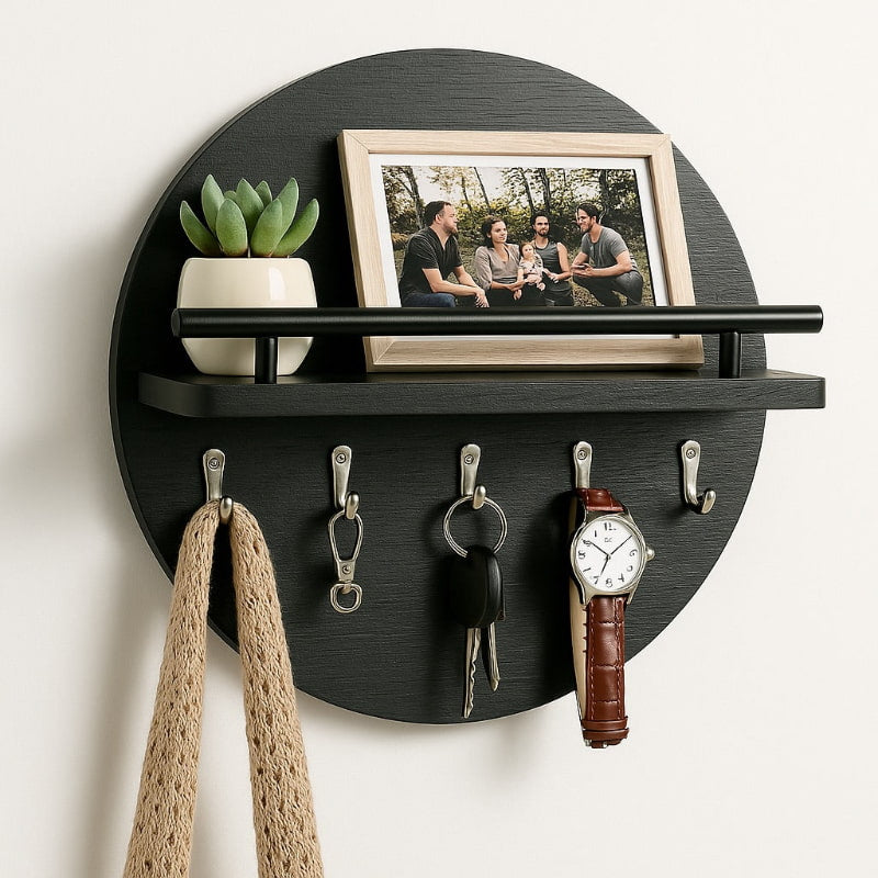 Orvyn | Modern Round Wall Key Holder for Organised Storage 01