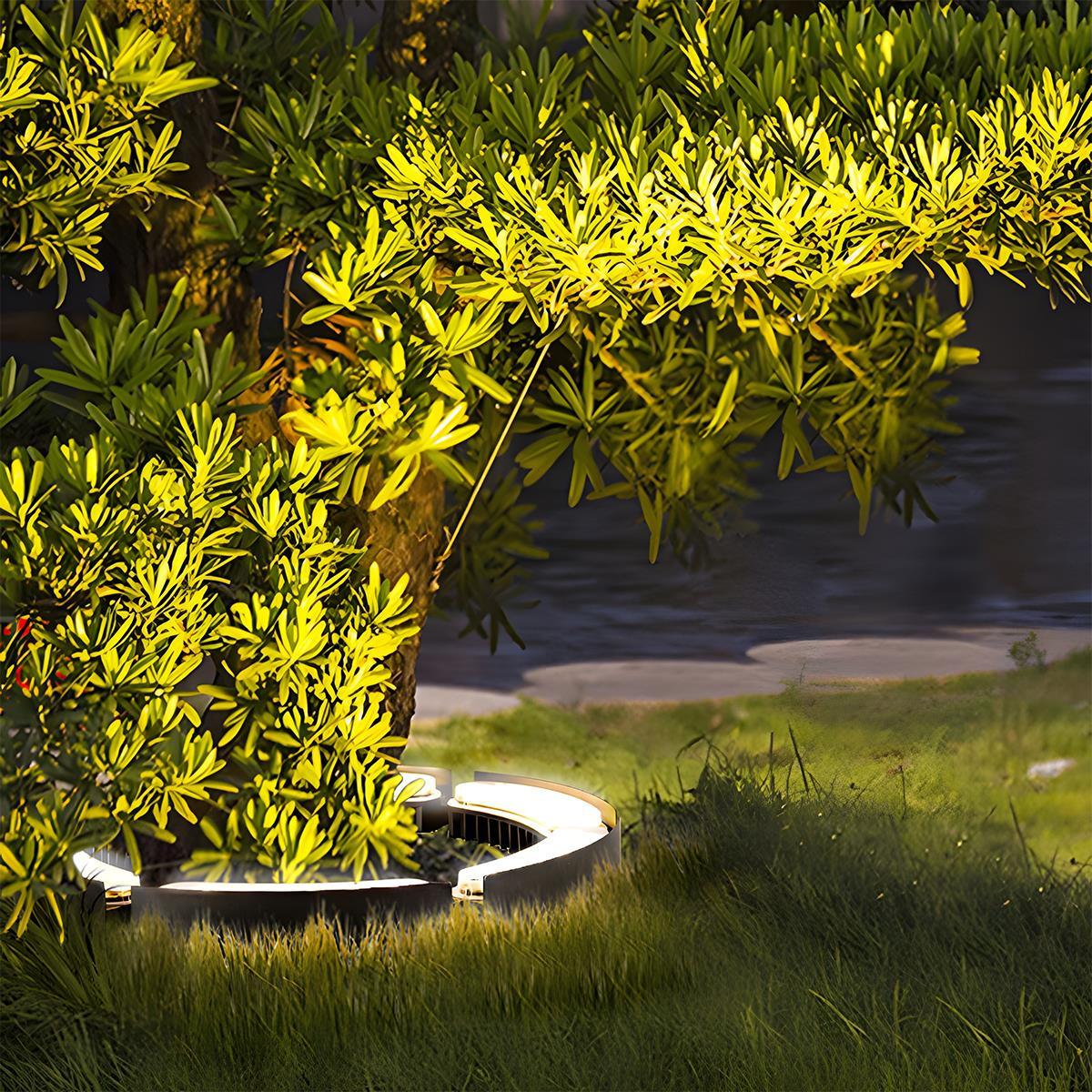 Outdoor LED Landscape Arc Ring Light with IP65 Waterproof Aluminum Frame – Warm White and RGB Options for Garden and Pathway Illumination 8