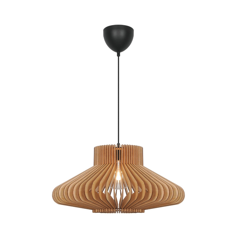 Manago Pendant Light with Wooden Slat Shade for Kitchen Island Illumination 1