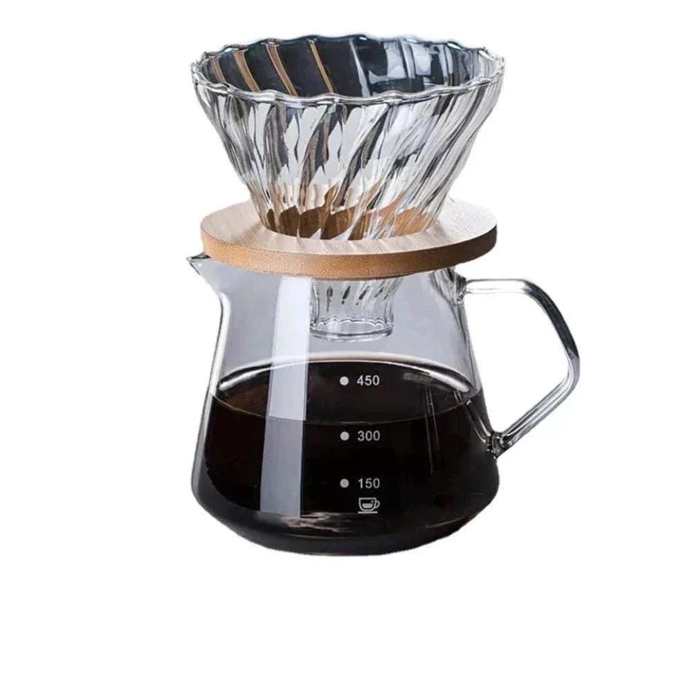Pour Over Coffee Set with Heat-Resistant Glass Dripper, Wood Holder, and Sharing Pot – Perfect Coffee Gift Set for Brewing Enthusiasts 5