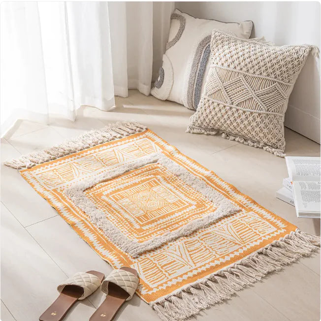 Rabat Boho Style Tassel Rug | Accent Rug for Bedroom, Living Room or Bathroom - Styyler
