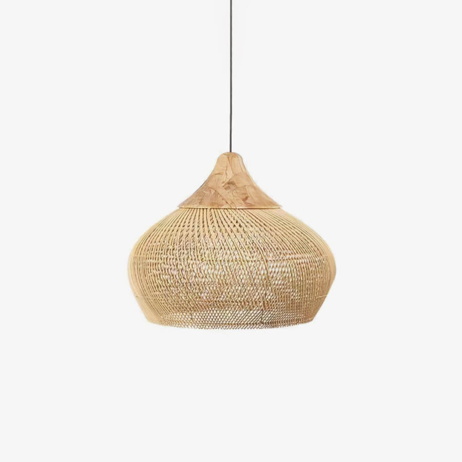 RattanGlow Elegant Handcrafted Organic Rattan Pendant Light Fixture 35