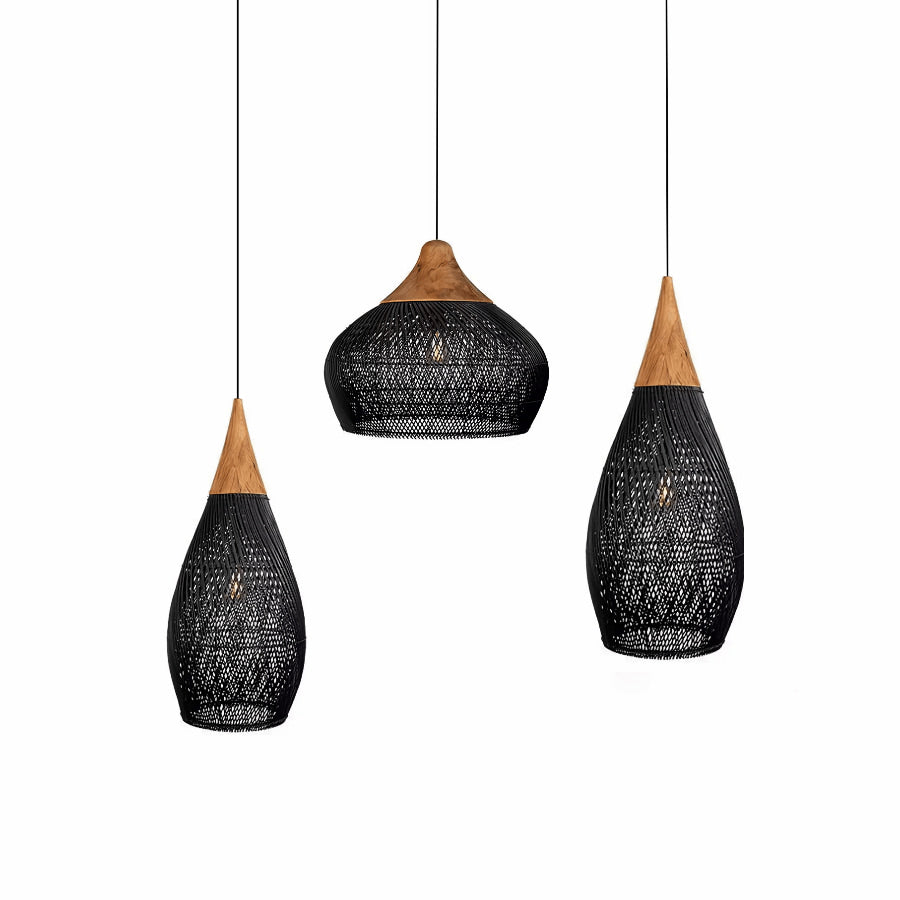 RattanGlow Elegant Handcrafted Organic Rattan Pendant Light Fixture 21