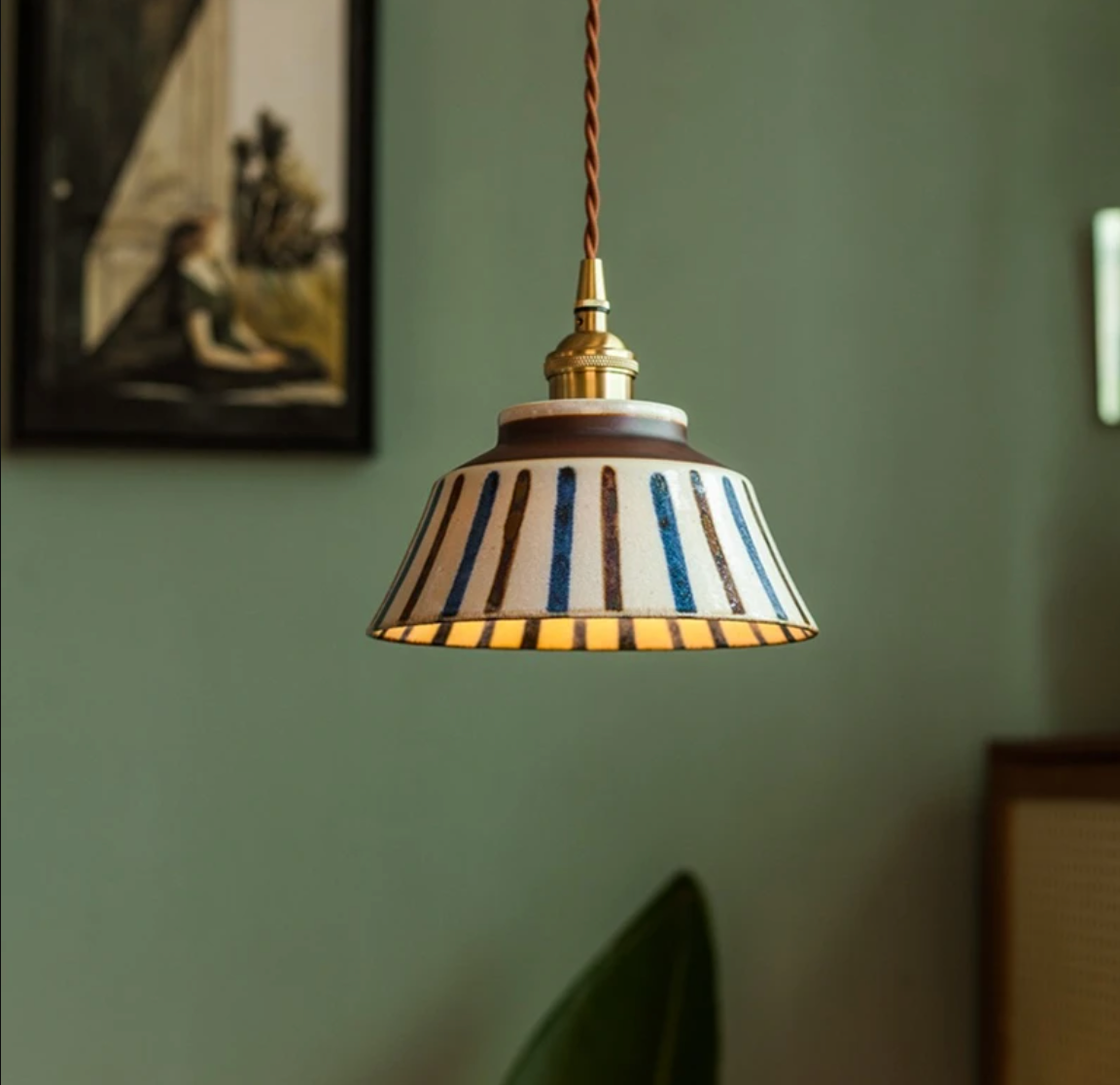 Ronja Kitchen Pendant Lighting with Hand-Painted Ceramic Shade and Copper Fixture 12