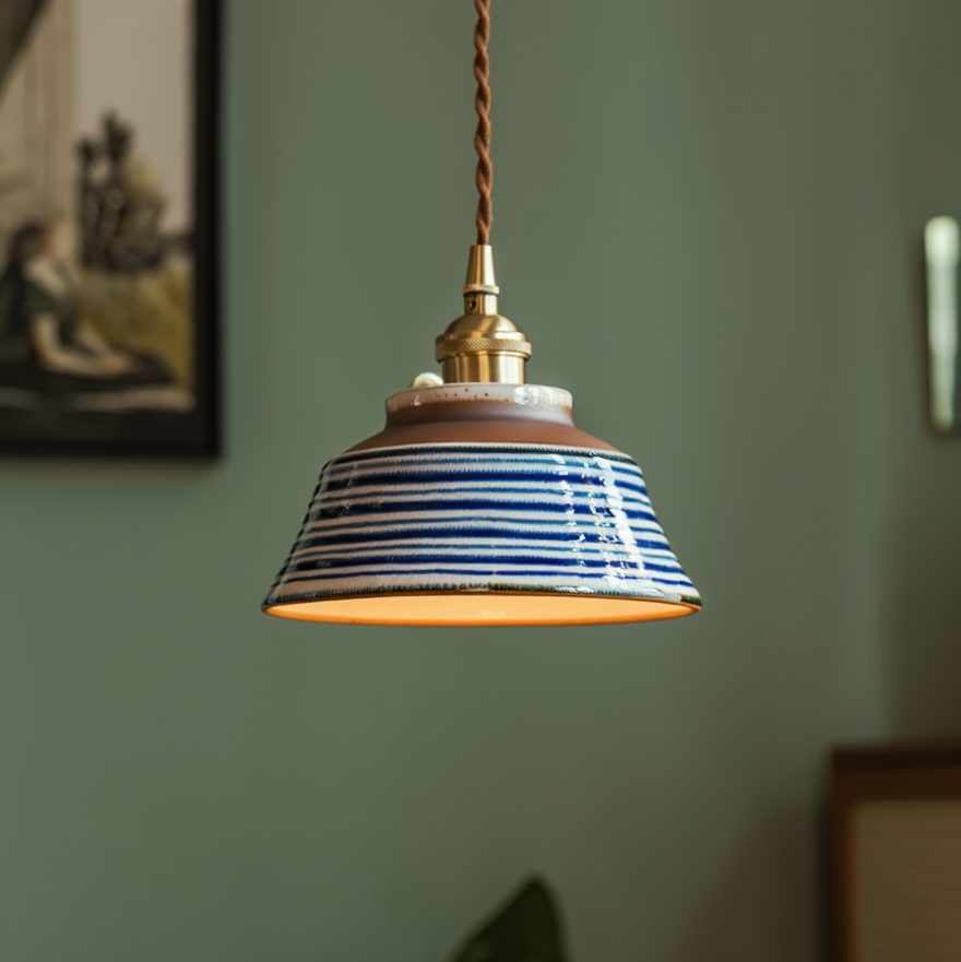 Ronja Kitchen Pendant Lighting with Hand-Painted Ceramic Shade and Copper Fixture 13