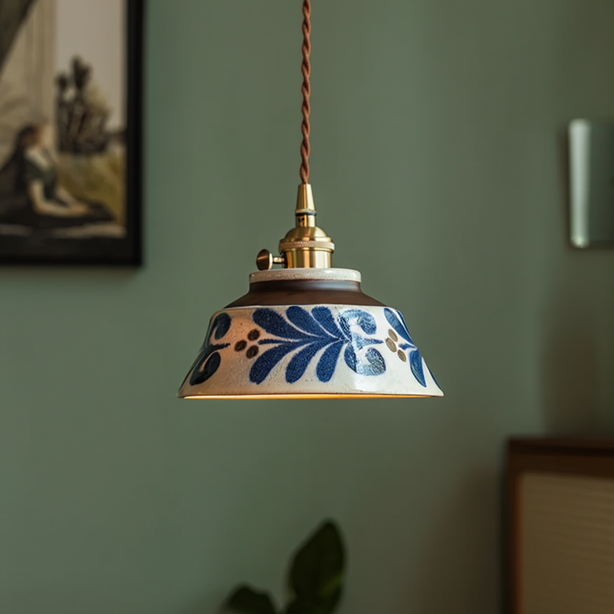 Ronja Kitchen Pendant Lighting with Hand-Painted Ceramic Shade and Copper Fixture 9