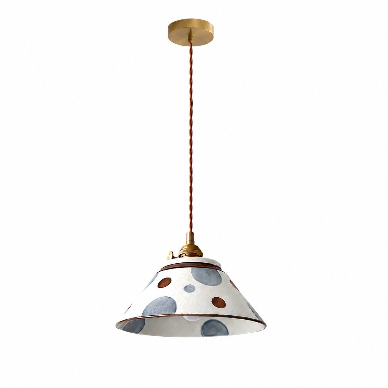 Ronja Pendant Lighting with Hand-Painted Ceramic Shade and Copper Fixture