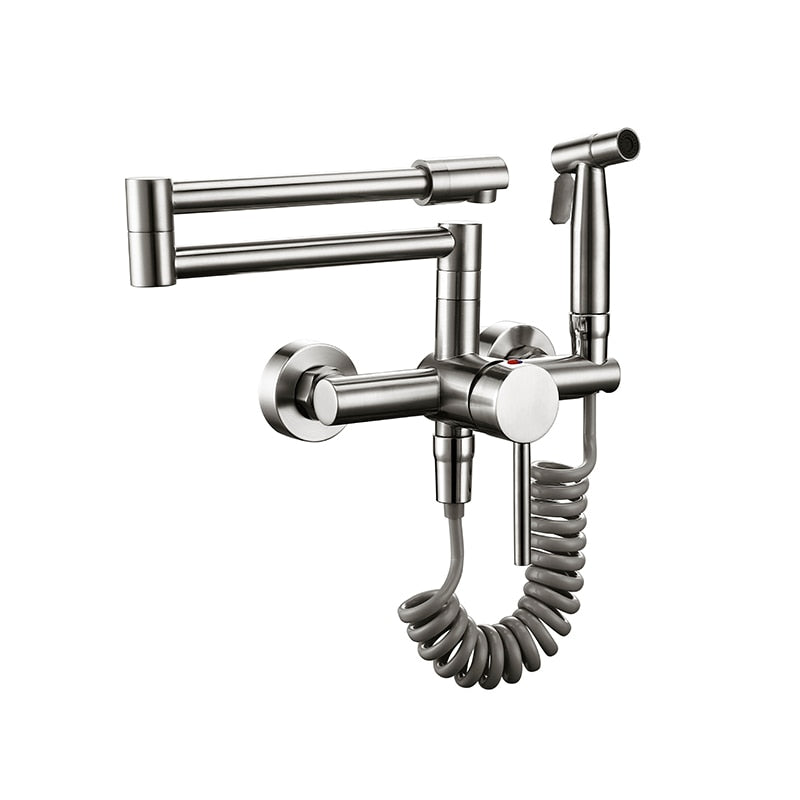 Savena Brass Kitchen Tap with Extendable Arm and 360-Degree Swivel for Pot Filling 4