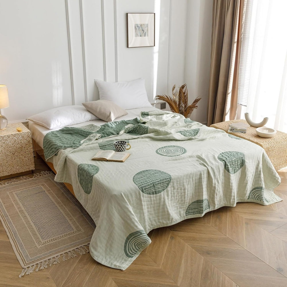 Serene Cotton Blanket with Round Pattern for All-Season Comfort 1