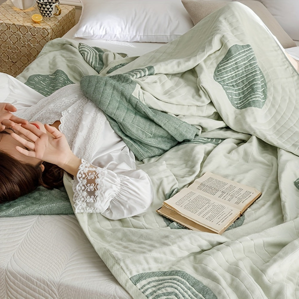Serene Cotton Blanket with Round Pattern for All-Season Comfort 4