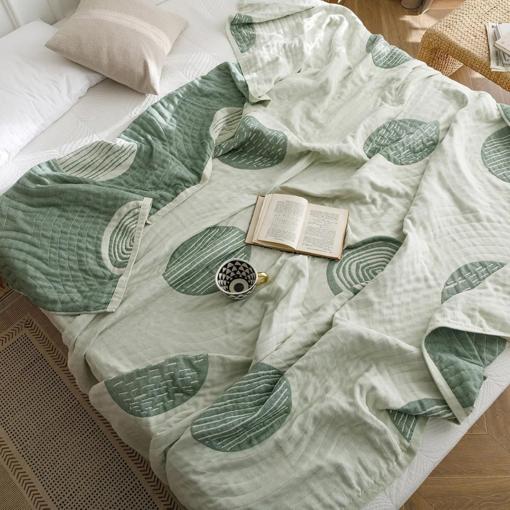 Serene Cotton Blanket with Round Pattern for All-Season Comfort 6
