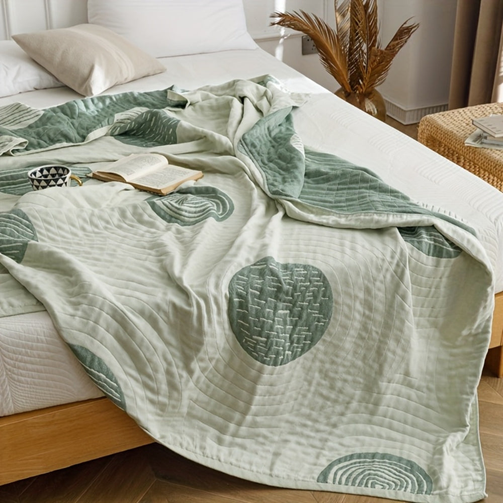 Serene Cotton Blanket with Round Pattern for All-Season Comfort 7