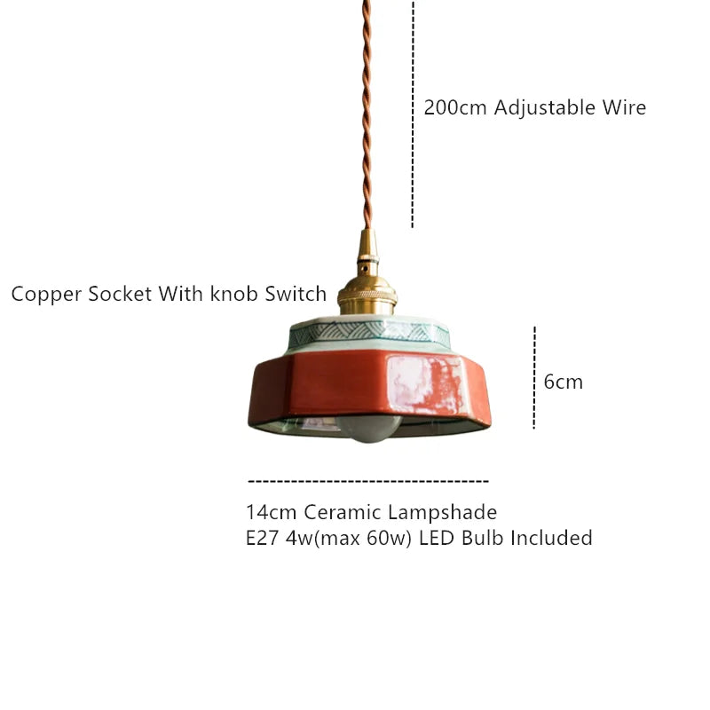 Sonja Pendant Light with Hand-Painted Ceramic Shade and Copper Fixture for Kitchen Island Lighting 4